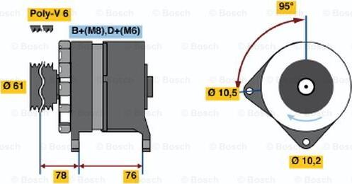 BOSCH 0 986 038 330 - Alternator autospares.lv