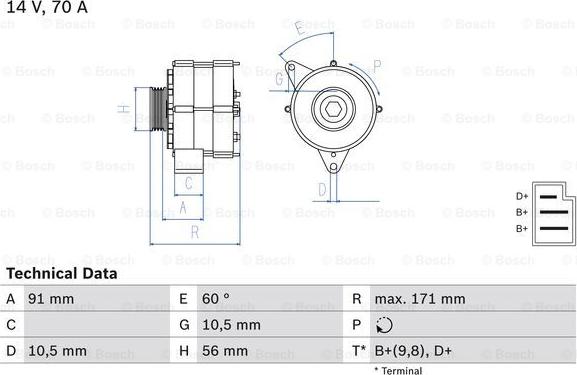 BOSCH 0 986 033 810 - Alternator autospares.lv