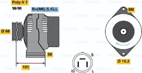 BOSCH 0 986 037 581 - Alternator autospares.lv