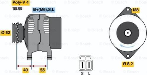 BOSCH 0 986 037 201 - Alternator autospares.lv