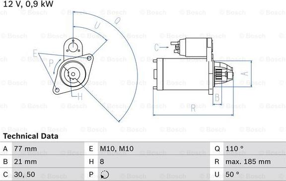 BOSCH 0 986 029 030 - Starter autospares.lv