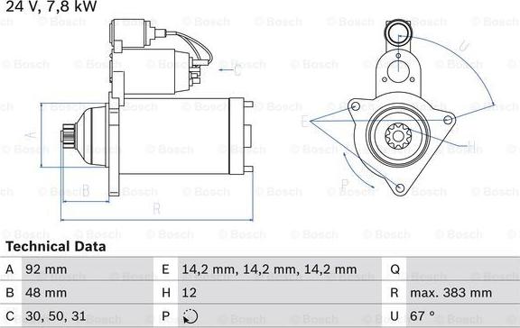 BOSCH 0 986 024 990 - Starter autospares.lv