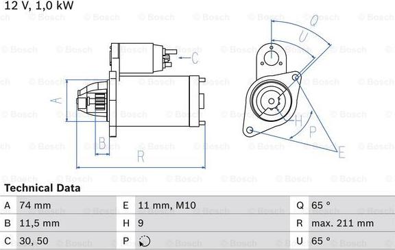 BOSCH 0 986 020 571 - Starter autospares.lv