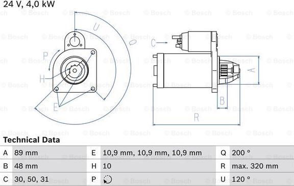 BOSCH 0 986 020 170 - Starter autospares.lv