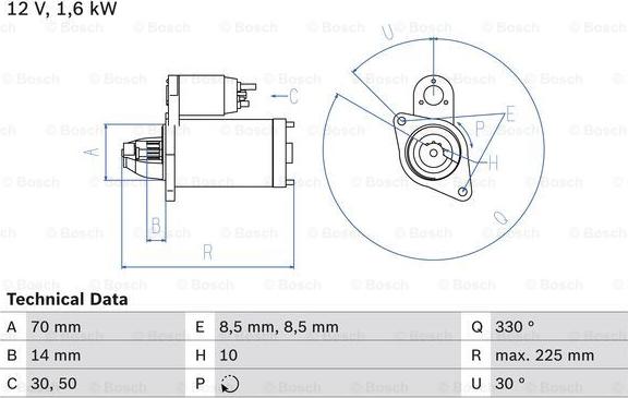 BOSCH 0 986 021 260 - Starter autospares.lv