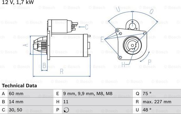 BOSCH 0 986 023 050 - Starter autospares.lv