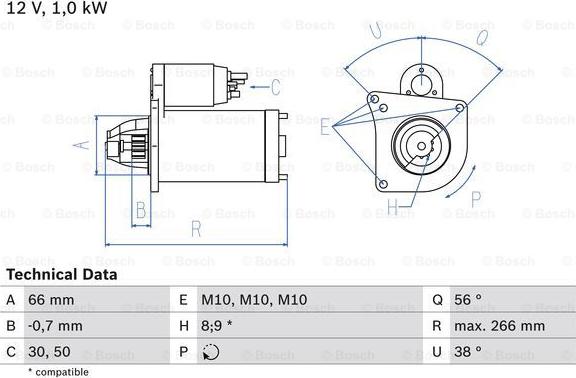 BOSCH 0 986 022 830 - Starter autospares.lv