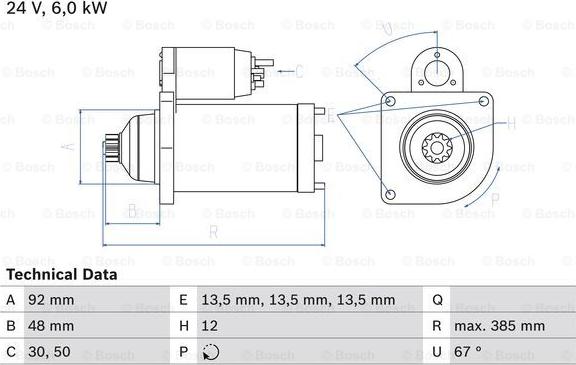 BOSCH 0 986 022 250 - Starter autospares.lv