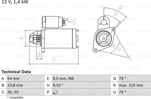 BOSCH 0 986 022 730 - Starter autospares.lv