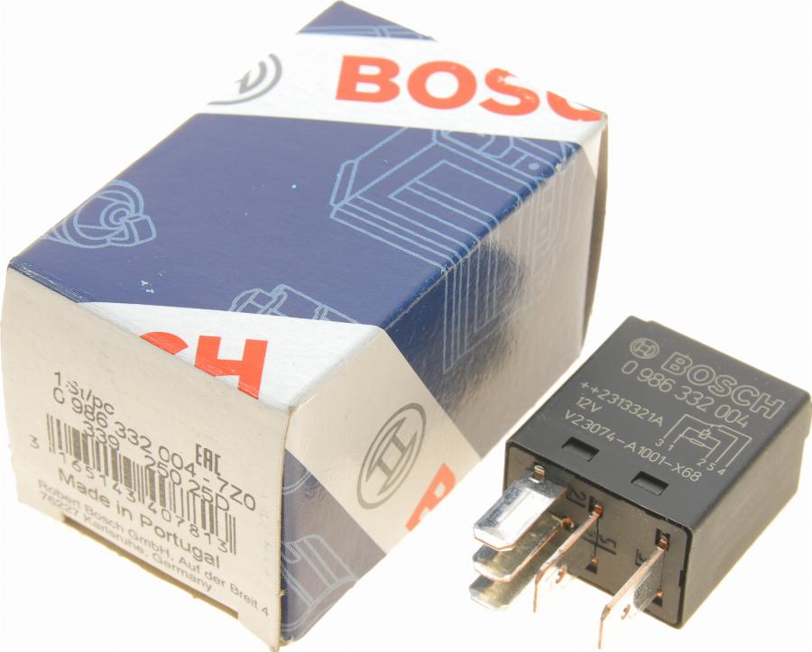 BOSCH 0 986 332 004 - Relay, main current autospares.lv