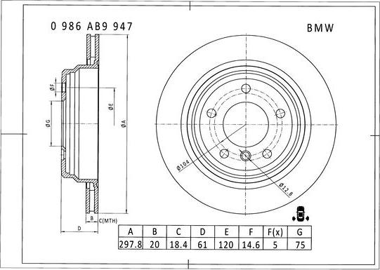 BOSCH 0 986 AB9 947 - Brake Disc autospares.lv