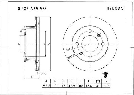 BOSCH 0 986 AB9 968 - Brake Disc autospares.lv