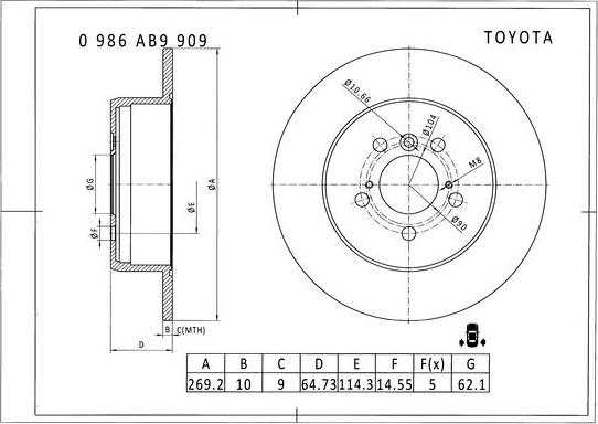 BOSCH 0 986 AB9 909 - Brake Disc autospares.lv