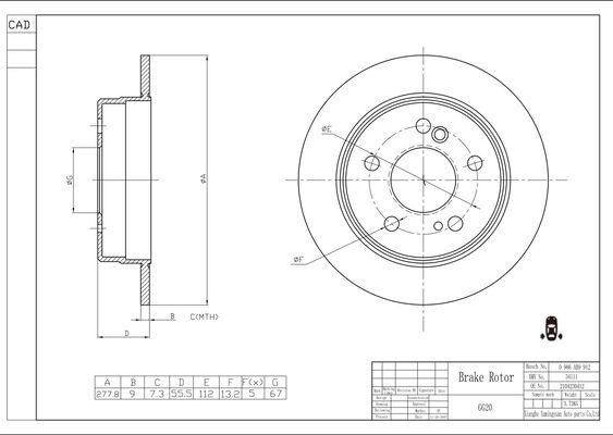 BOSCH 0 986 AB9 912 - Brake Disc autospares.lv