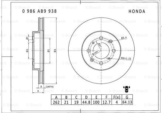 BOSCH 0 986 AB9 938 - Brake Disc autospares.lv