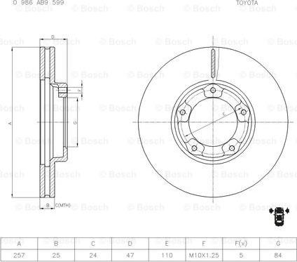 BOSCH 0 986 AB9 599 - Brake Disc autospares.lv