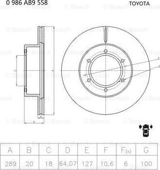 BOSCH 0 986 AB9 558 - Brake Disc autospares.lv