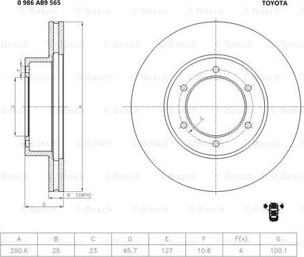 BOSCH 0 986 AB9 565 - Brake Disc autospares.lv