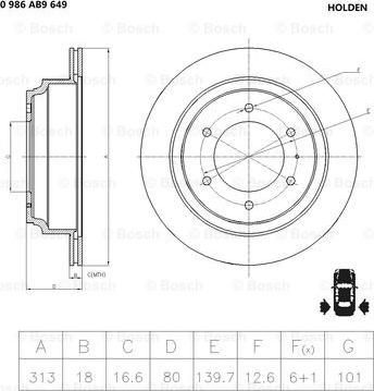 BOSCH 0 986 AB9 649 - Brake Disc autospares.lv