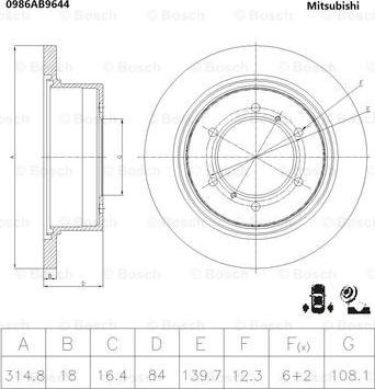 BOSCH 0 986 AB9 644 - Brake Disc autospares.lv