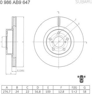 BOSCH 0 986 AB9 647 - Brake Disc autospares.lv