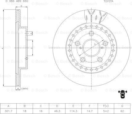 BOSCH 0 986 AB9 660 - Brake Disc autospares.lv