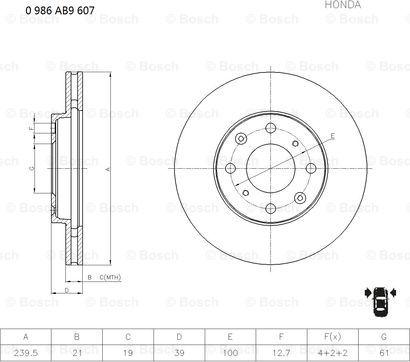 BOSCH 0 986 AB9 607 - Brake Disc autospares.lv