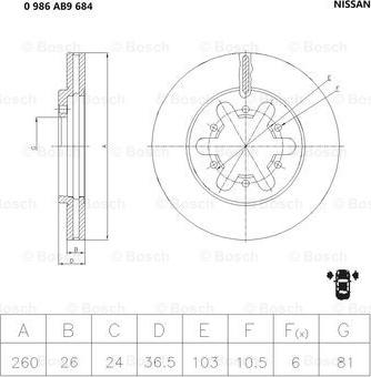 BOSCH 0 986 AB9 684 - Brake Disc autospares.lv