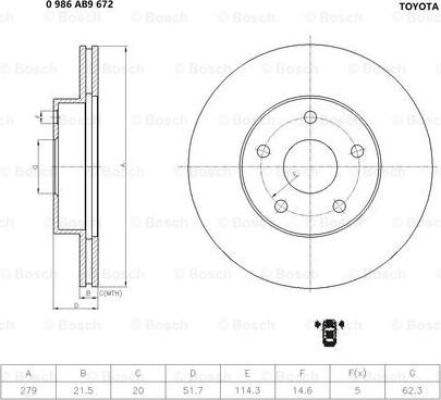 BOSCH 0 986 AB9 672 - Brake Disc autospares.lv