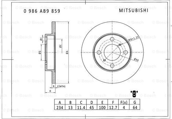 BOSCH 0 986 AB9 859 - Brake Disc autospares.lv