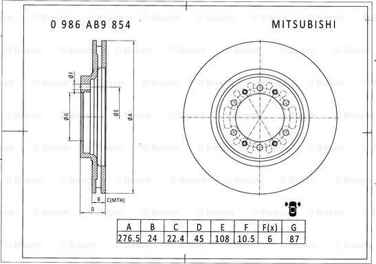 BOSCH 0 986 AB9 854 - Brake Disc autospares.lv