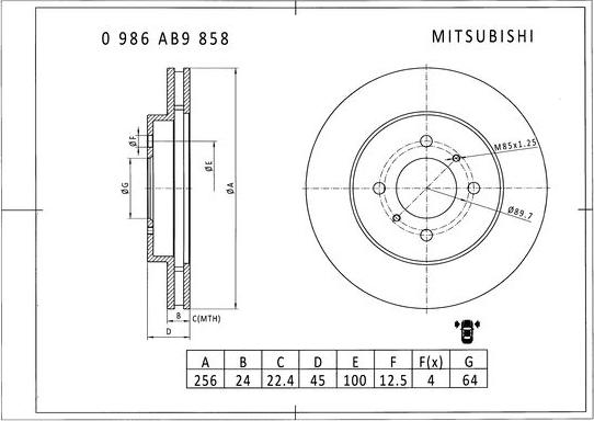 BOSCH 0 986 AB9 858 - Brake Disc autospares.lv