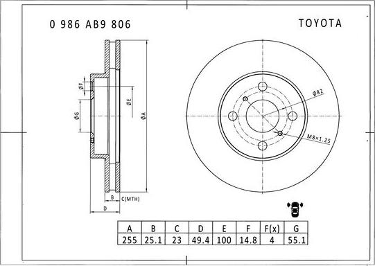 BOSCH 0 986 AB9 806 - Brake Disc autospares.lv