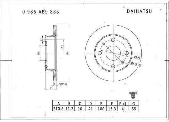 BOSCH 0 986 AB9 888 - Brake Disc autospares.lv