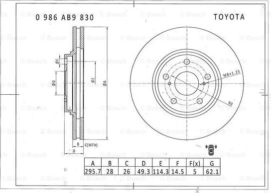 BOSCH 0 986 AB9 830 - Brake Disc autospares.lv