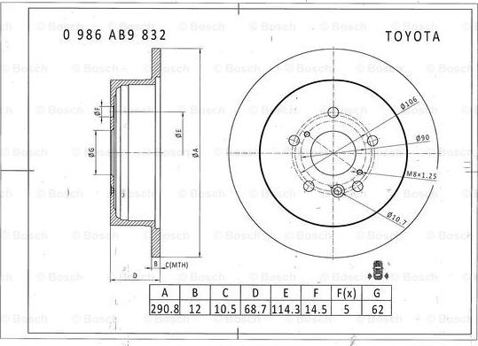 BOSCH 0 986 AB9 832 - Brake Disc autospares.lv