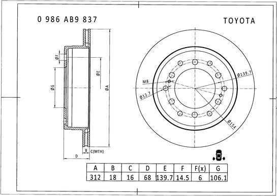 BOSCH 0 986 AB9 837 - Brake Disc autospares.lv