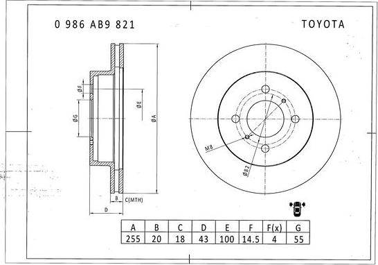 BOSCH 0 986 AB9 821 - Brake Disc autospares.lv