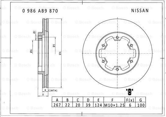 BOSCH 0 986 AB9 870 - Brake Disc autospares.lv