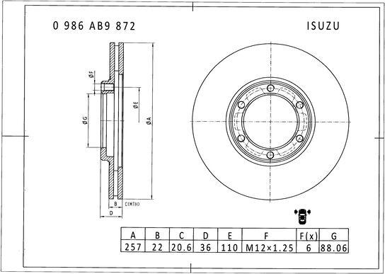 BOSCH 0 986 AB9 872 - Brake Disc autospares.lv