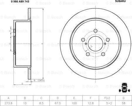 BOSCH 0 986 AB9 743 - Brake Disc autospares.lv