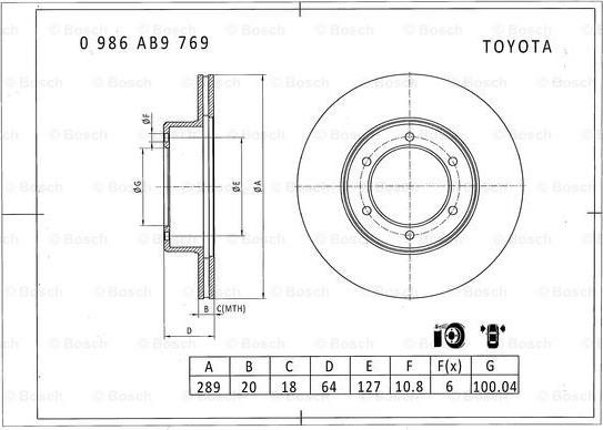 BOSCH 0 986 AB9 769 - Brake Disc autospares.lv