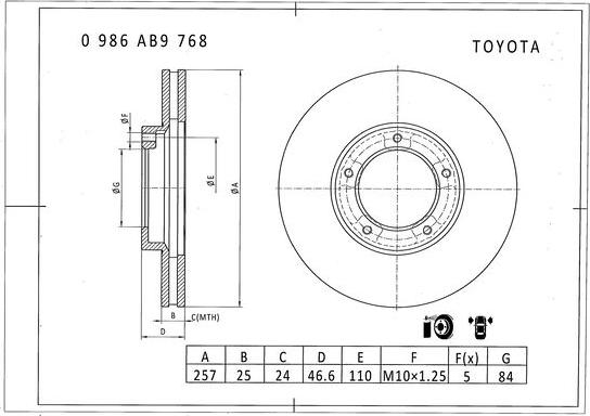 BOSCH 0 986 AB9 768 - Brake Disc autospares.lv