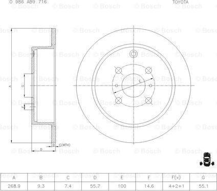 BOSCH 0 986 AB9 716 - Brake Disc autospares.lv