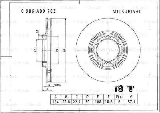 BOSCH 0 986 AB9 783 - Brake Disc autospares.lv