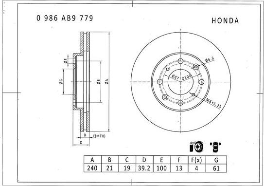 BOSCH 0 986 AB9 779 - Brake Disc autospares.lv