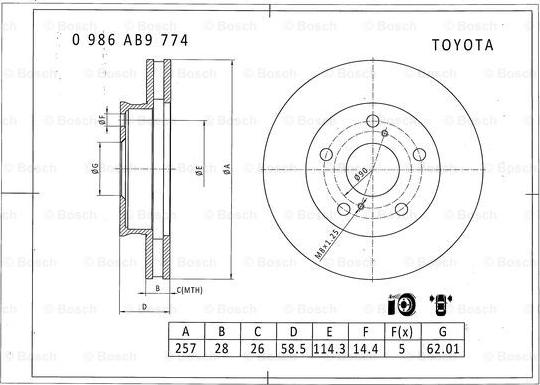 BOSCH 0 986 AB9 774 - Brake Disc autospares.lv