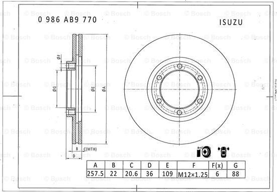 BOSCH 0 986 AB9 770 - Brake Disc autospares.lv