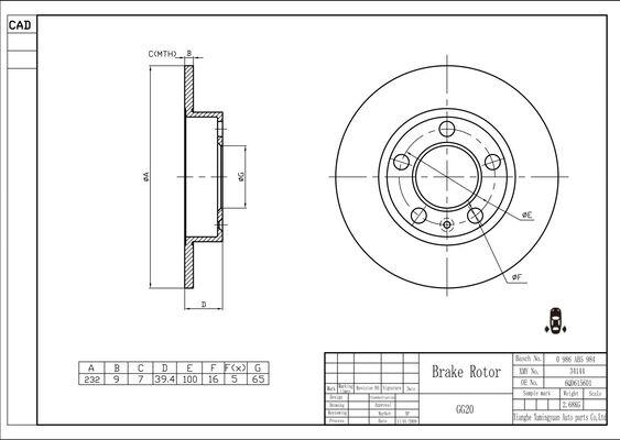 BOSCH 0 986 AB5 984 - Brake Disc autospares.lv