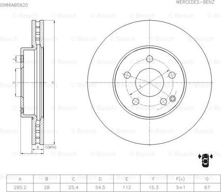 BOSCH 0 986 AB5 920 - Brake Disc autospares.lv